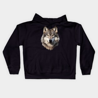 Wolf Head (grey/white) Kids Hoodie